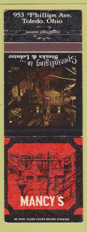 Matchbook Cover - Mancy's Restaurant Toledo OH