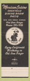 Matchbook Cover - Manuel's Restaurante San Diego CA 1969