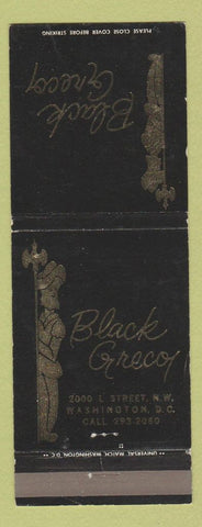 Matchbook Cover - Black Greco Washington DC