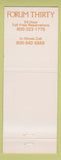 Matchbook Cover - Forum Thirty Springfield IL restaurant