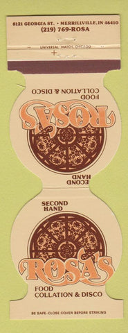 Matchbook Cover - Rosa's Restaurant Disco Merrillville IN