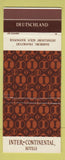 Matchbook Cover Inter Continental Hotels Hamburg Frankfurt Koln Hannover Germany
