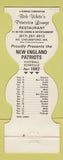 Matchbook Cover - New England Patriots Football 1982 White's North Chelmsford MA