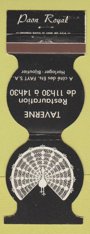 Matchbook Cover - Taverne Restaurant Paon Royal Brussels Belgium