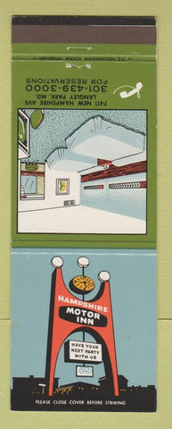 Matchbook Cover - Hampshire Motor Inn Langley Park MD