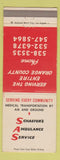 Matchbook Cover - Schaefer's Ambulance Service Orange County CA Los Angeles