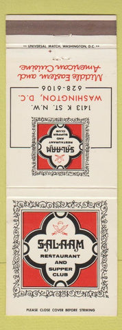Matchbook Cover - Salaam Restaurant Supper Club Washington DC