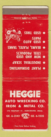 Matchbook Cover - Heggie Auto Wrecking Iron Metal Dorchester MA WEAR