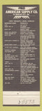 Matchbook Cover - American Supply Morgan City LA Industrial