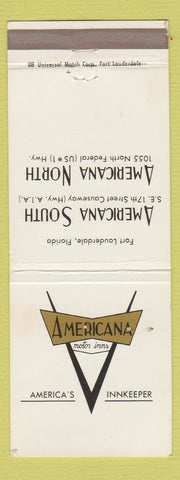 Matchbook Cover - Americana Motor Inns Fort Lauderdale FL