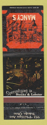 Matchbook Cover - Mancy's Restaurant Toledo OH
