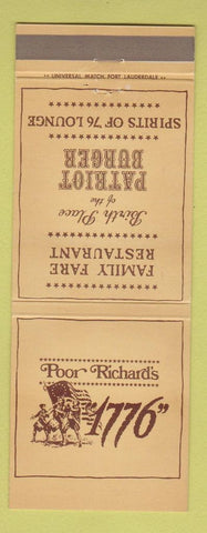 Matchbook Cover - Poor Richard's 1776 Restaurant Stamford CT