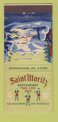 Matchbook Cover - Saint Moritz Restaurant San Francisco CA 30 Stick