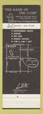Matchbook Cover - Name of the Game Inglewood CA restaurant