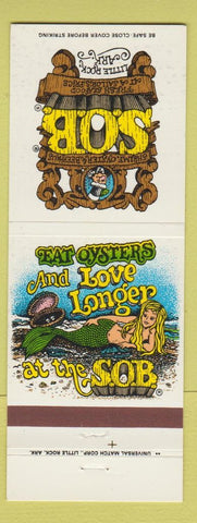 Matchbook Cover - Shrimp Oysters & Beerhaus SOB Little Rock AR mermaid girlie