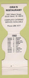 Matchbook Cover - Notre Dame Irish Football 1982 Cira's Restaurant South Bend IN