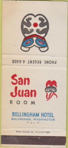 Matchbook Cover - San Juan Room Bellingham Hotel WA 30 Strike