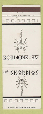 Matchbook Cover - The Skorpios Charlotte NC restaurant