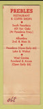 Matchbook Cover - Prebles Restaurant Alhambra South Pasadena West Covina CA