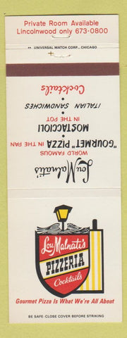 Matchbook Cover - Lou Malnatti's Pizza Lincolnwood Chicago Peoria IL England