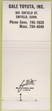 Matchbook Cover - Gale Toyota Enfield CT 30 Strike WEAR