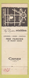 Matchbook Cover - Stables Restaurant Washington DC