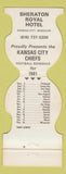 Matchbook Cover - Kansas City Chiefs Football Sheraton Hotel Kansas City MO