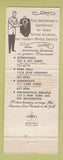 Matchbook Cover - Skeffington's Tuxedo Rentals Indianapolis IN