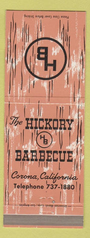 Matchbook Cover - Hickory BBQ Corona CA