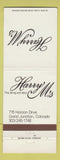 Matchbook Cover - Harry M's Grand Junction Colorado restaurant