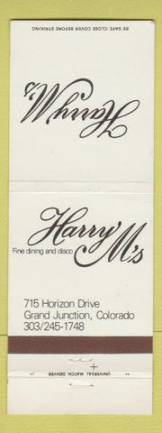 Matchbook Cover - Harry M's Grand Junction Colorado restaurant
