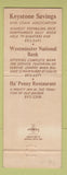 Matchbook Cover - Keystone Square Westminster CA