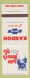 Matchbook Cover - Kardon Chevrolet Mount Holly NJ