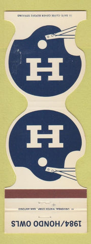 Matchbook Cover - Hondo TX Owls Football 1984 Bank