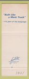 Matchbook Cover - Mack Trucks 75th Fairbanks AK