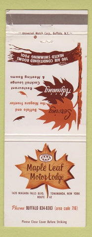 Matchbook Cover - Maple Leaf Motor Lodge Tonawanda NY