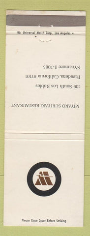 Matchbook Cover - Miyako Sukiyaki Restaurant Pasadena CA