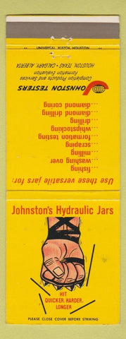 Matchbook Cover - Johnston's Hydraulic Jars Houston TX Calgary AB