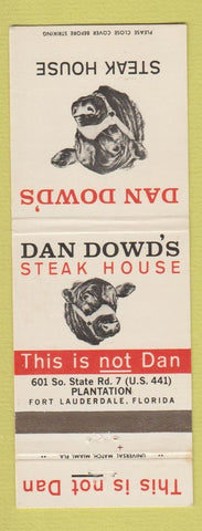 Matchbook Cover - Dan Dowd's Steak House Fort Lauderdale FL