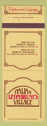 Matchbook Cover - Italian Leombruni's Village Byron Rockford IL