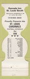 Matchbook Cover - St Louis Cardinals Football 1980 Ramada Inn St Louis MO