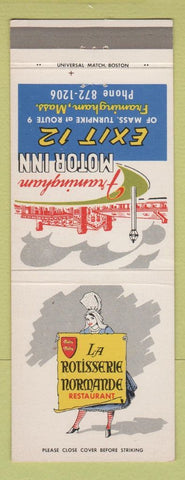 Matchbook Cover - La Rotisserie Normande Restaurant Framingham MA Motor Inn