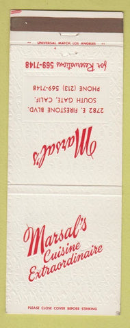 Matchbook Cover - Marsal's Restaurant South Gate CA