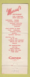 Matchbook Cover - Marsal's Restaurant South Gate CA
