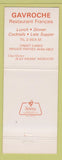 Matchbook Cover - Restaurant Francais New York City