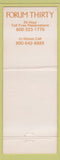 Matchbook Cover - Forum Thirty Restaurant Springfield IL