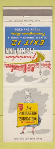 Matchbook Cover - La Rotisserie Normande Restaurant Framingham MA Motor Inn