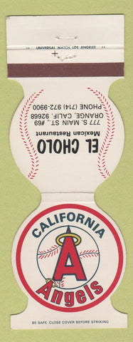 Matchbook Cover - California Angels Baseball El Cholo Mexican Orange CA 1981