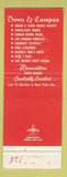 Matchbook Cover - Town & Campus Lounge Union NJ