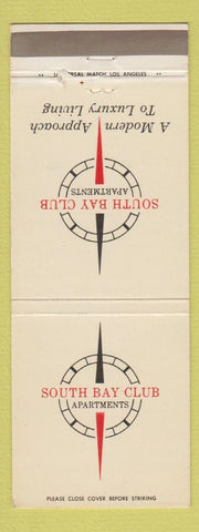 Matchbook Cover - South Bay Club Apartments Torrance Van Nuys Sherman Oaks CA